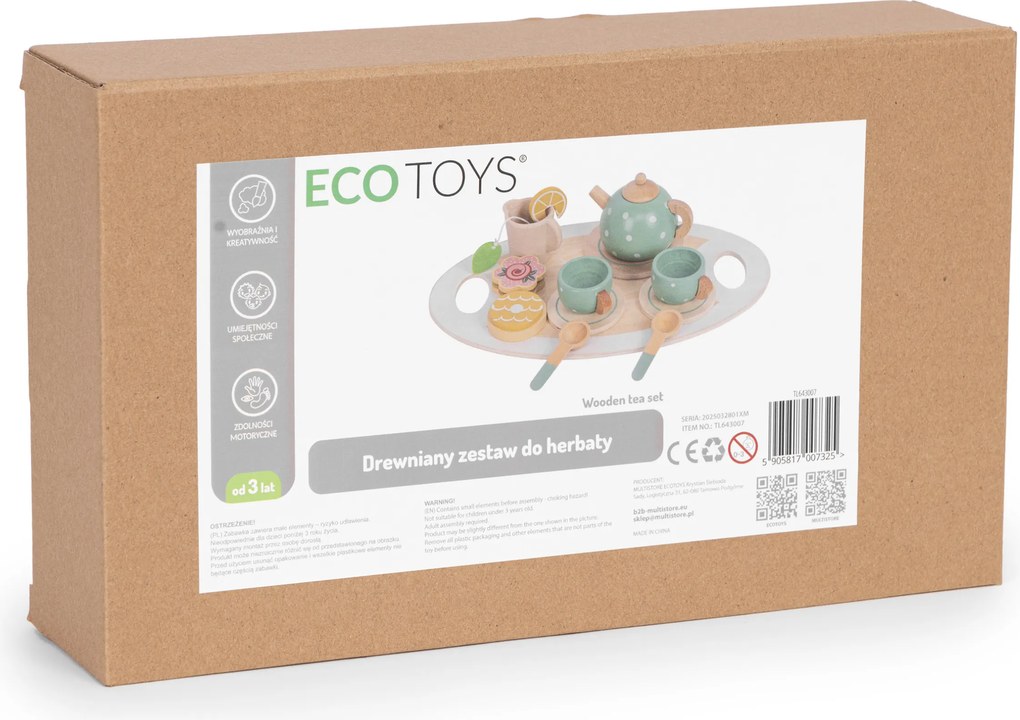 Drevený čajový set 14 dielov ECOTOYS