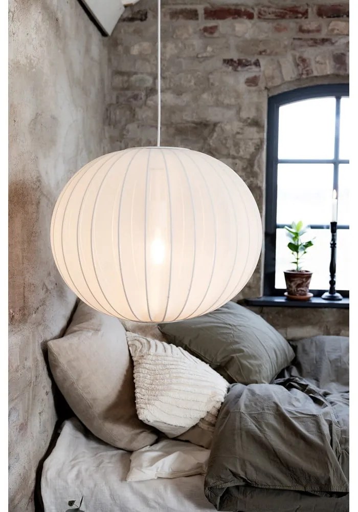 Biele závesné svietidlo s textilným tienidlom ø 50 cm Florence – Markslöjd