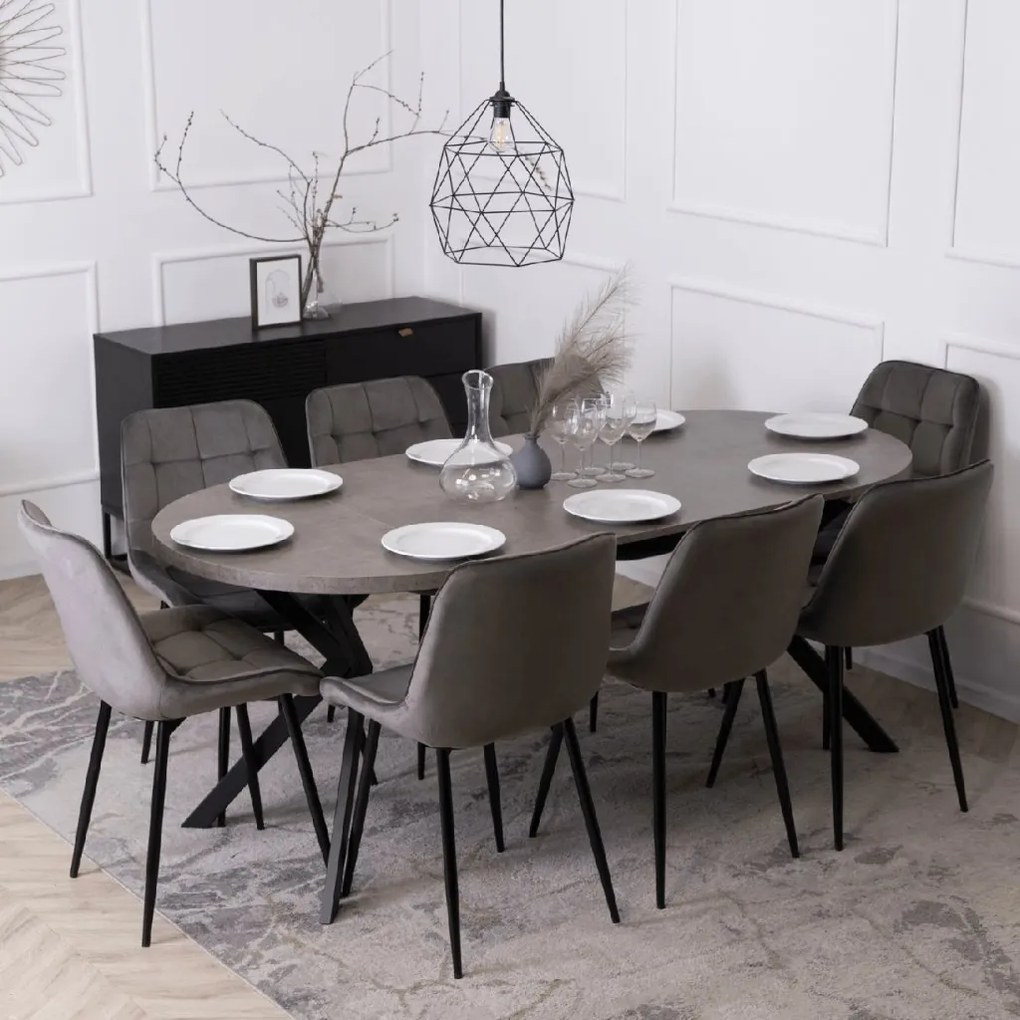 PROXIMA.store - Okrúhly rozkladací stôl LUGO FARBA: dub, FARBA NÔH: čierna