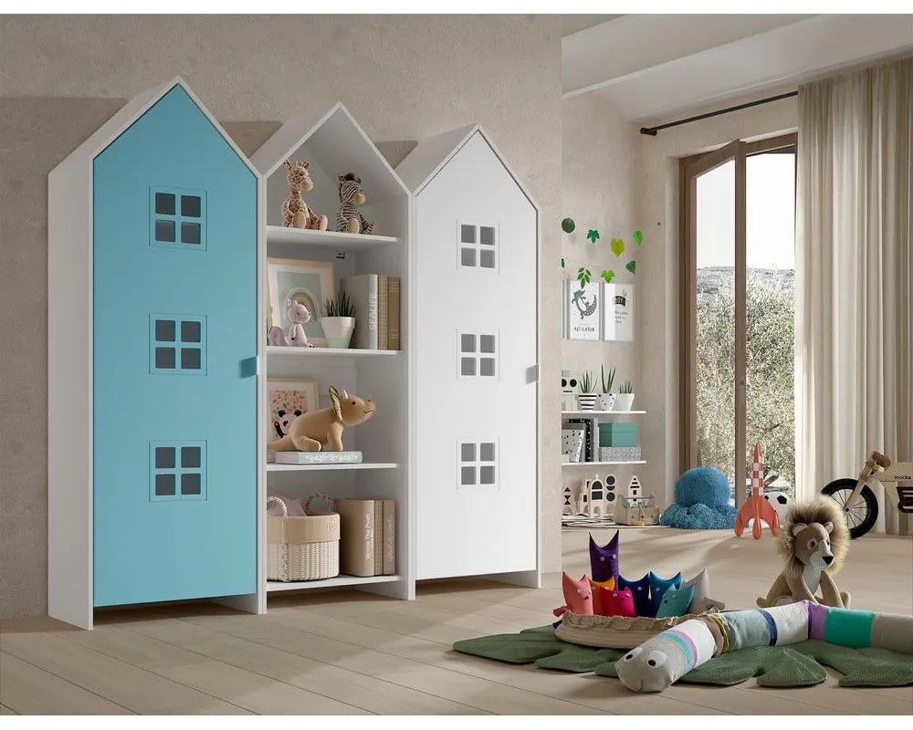 Bielo-svetlomodrá otvorená detská šatníková skriňa 173x171,5 cm CASAMI BRUGES – Vipack