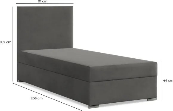 Čalúnená posteľ AGEN Velvet 90×200 cm sivá