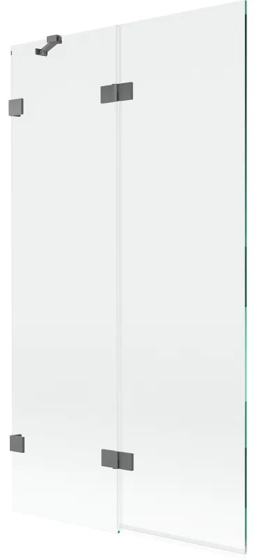 Mexen Lunar, 2-krídlová vaňová zástena ľavá 100 x 150 cm, číre sklo, grafitová, 897-100-100-95-00-L