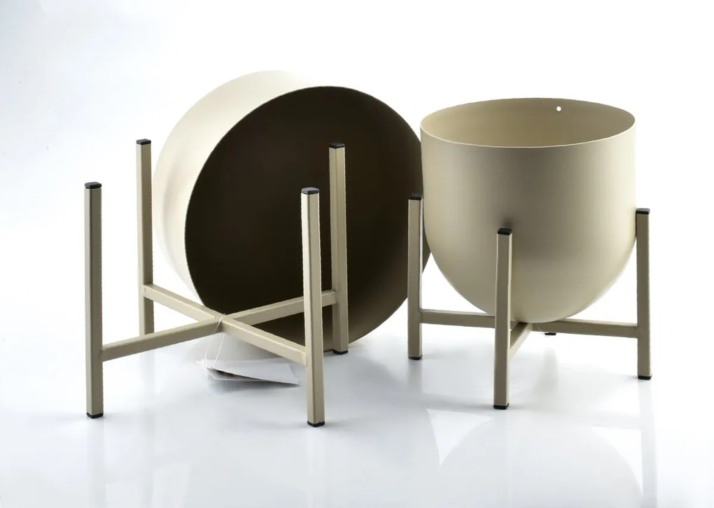 Súprava 2 kvetináčov na stojane SWEN I béžová