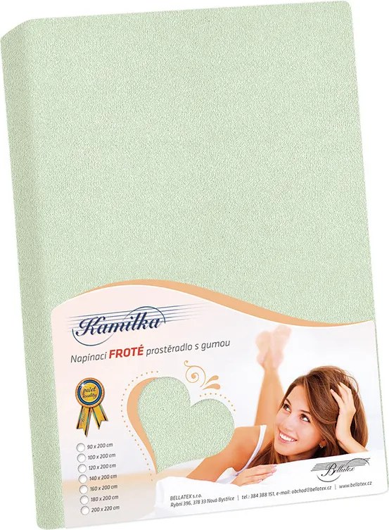 Bellatex Froté prestieradlo Kamilka zelená šalviová, 200 x 220 cm