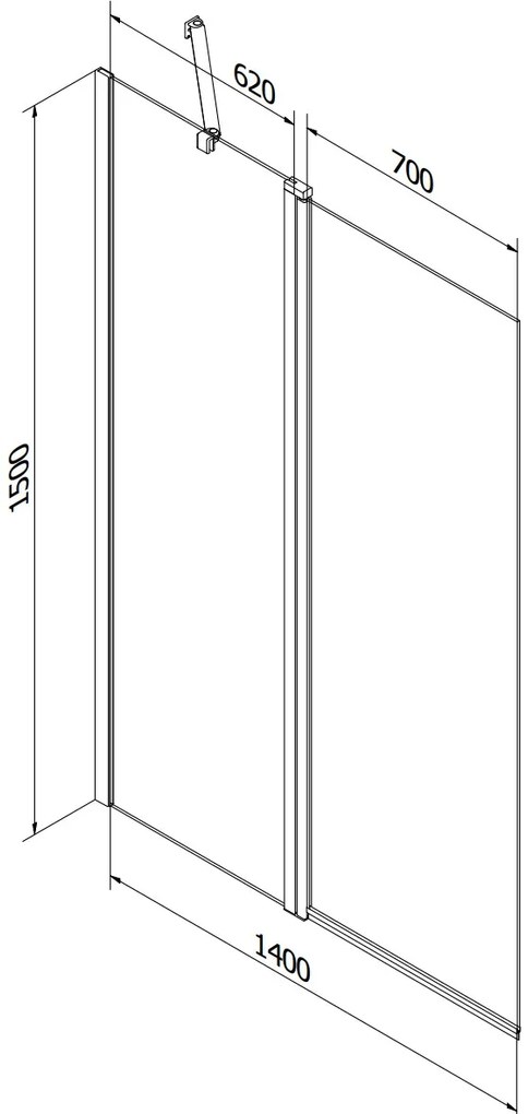 Mexen Flip, vaňová zástena 1-krídlová 140 x 150 cm, otočné krídlo, 6 mm námraza sklo, chrómový profil, 894-140-101-01-30