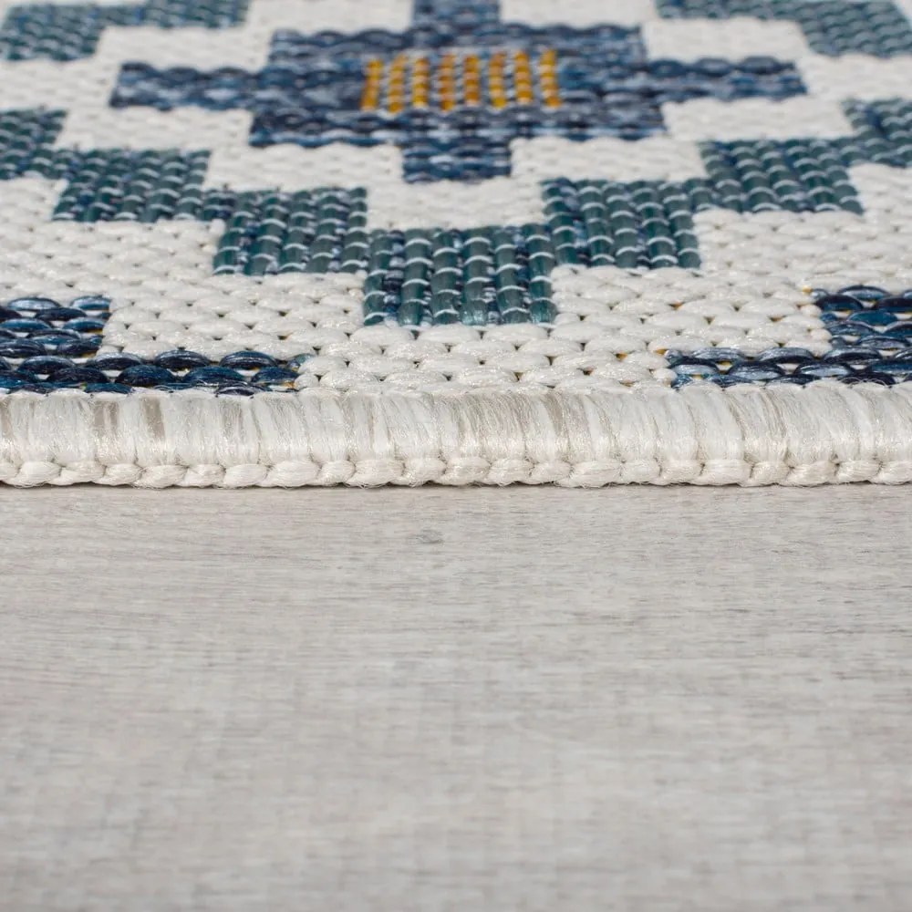 Žlto-modrý vnútorný a vonkajší koberec 120x170 cm Zia Trellis – Flair Rugs