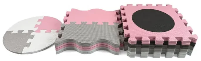 Penové puzzle podložka ohrádka Jolly 3x3 Shapes Pink Grey