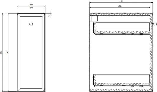 Cersanit S1022-007 - Závesná kúpeľňová skrinka MILLE 20x45 cm matná čierna
