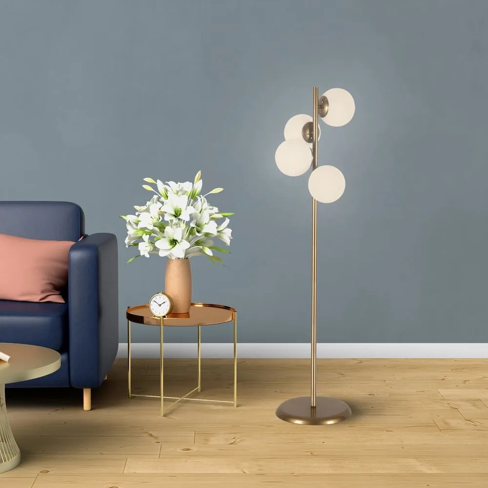 Stojacia lampa v zlatej farbe Squid Lighting Owl, výška 130 cm