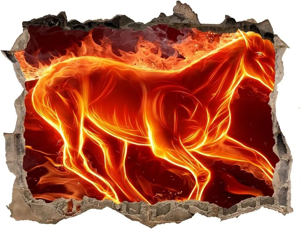 Díra 3D fototapeta na stěnu Kůň v plamenech WallHole-95x64-kamien-11746508  | BIANO
