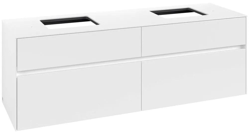 VILLEROY &amp; BOCH Collaro závesná skrinka pod dve umývadlá na dosku, 4 zásuvky, 1600 x 500 x 548 mm, White Matt, C13700MS
