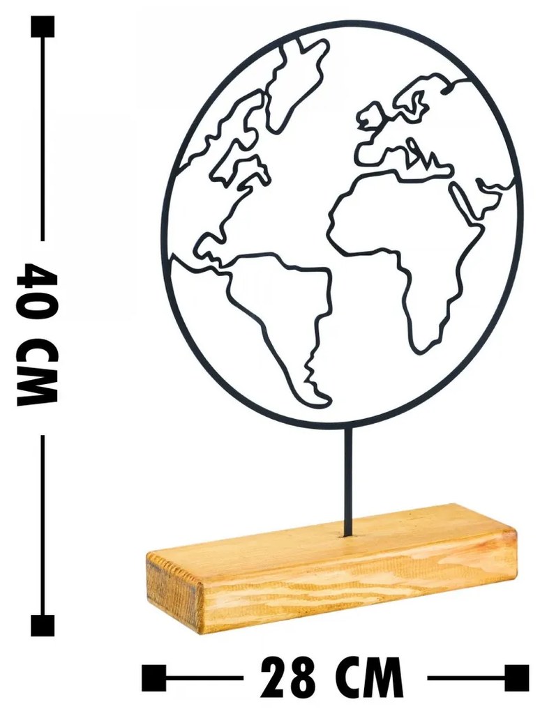 Kovová dekorácia World 40 cm čierna