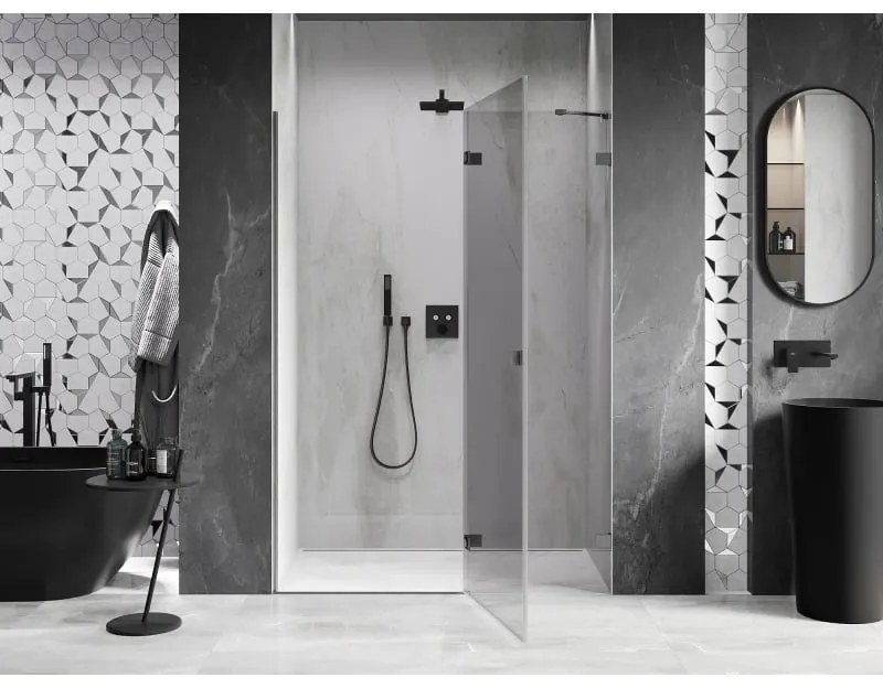 Mexen, Mexen Lunar pravé otočné sprchové dvere 130 cm, priehľadné, pištoľovo šedé kartáčované - 834-130-000-66-00-P