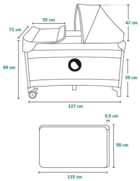 Lionelo - Cestovná postieľka SVEN PLUS sivá