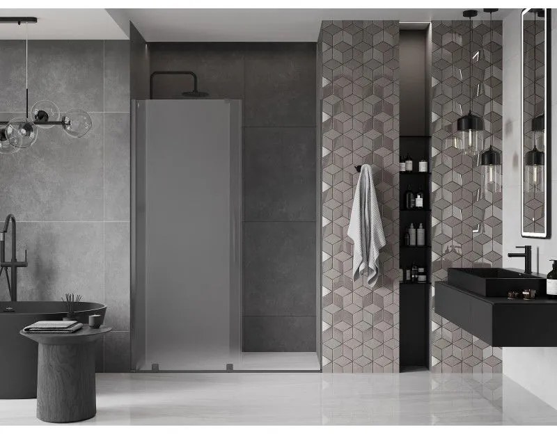 Mexen Velar, posuvné sprchové dvere do otvoru 150 cm, 8mm sklo námraza, grafit brúsený, 871-150-000-31-66