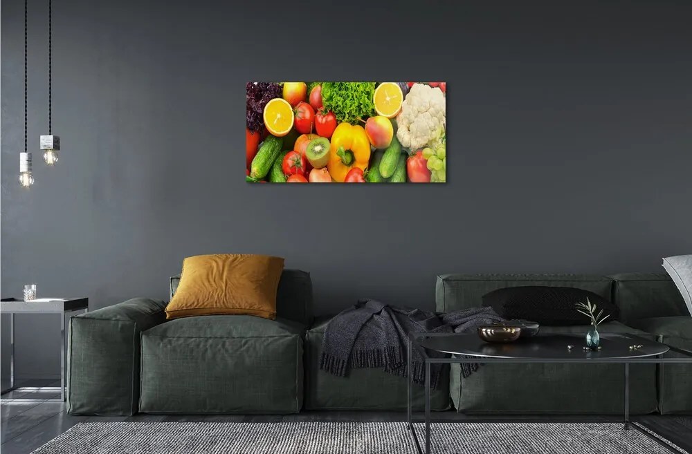 Obraz na skle Karfiol uhorka Kiwi 100x50 cm