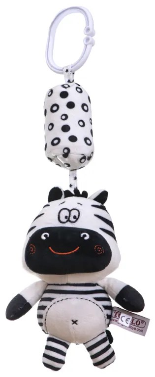 KIK Senzorický prívesok s hrkálkou kontrastný zebra