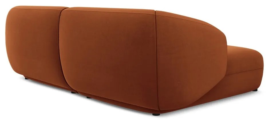 Oranžová zamatová rohová pohovka (ľavý roh) Moana – Makamii