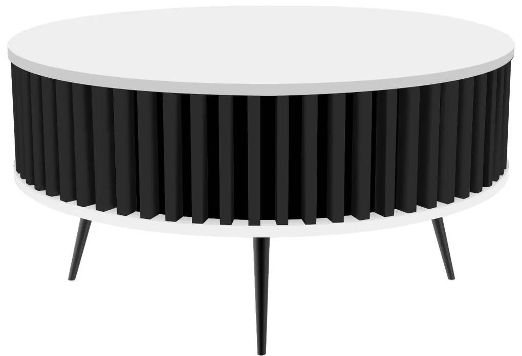 Okrúhly konferenčný stolík ELIOT biela + čierne lamely