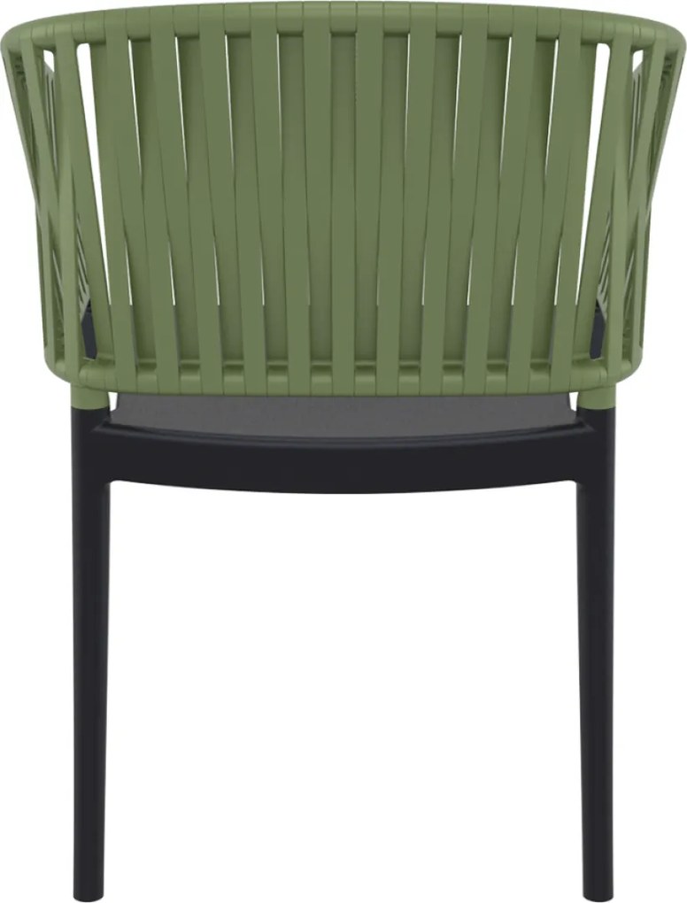 PORTOFINO záhradná stolička s podrúčkami black/olive green