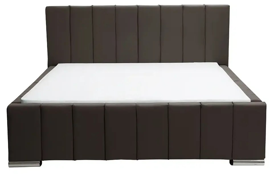 Čalúnená posteľ Sweet s matracom, roštom a úložným priestorom - Hnedá - šírka 140cm