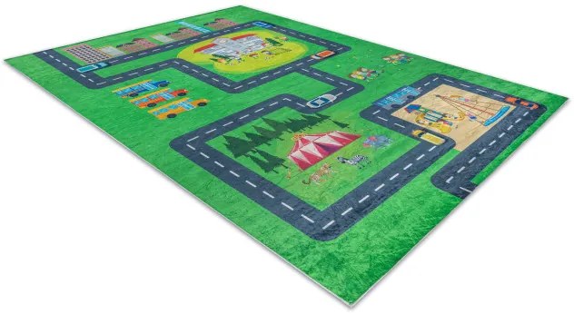 Detský koberec protišmykový BAMBINO 2660 zelený / sivý