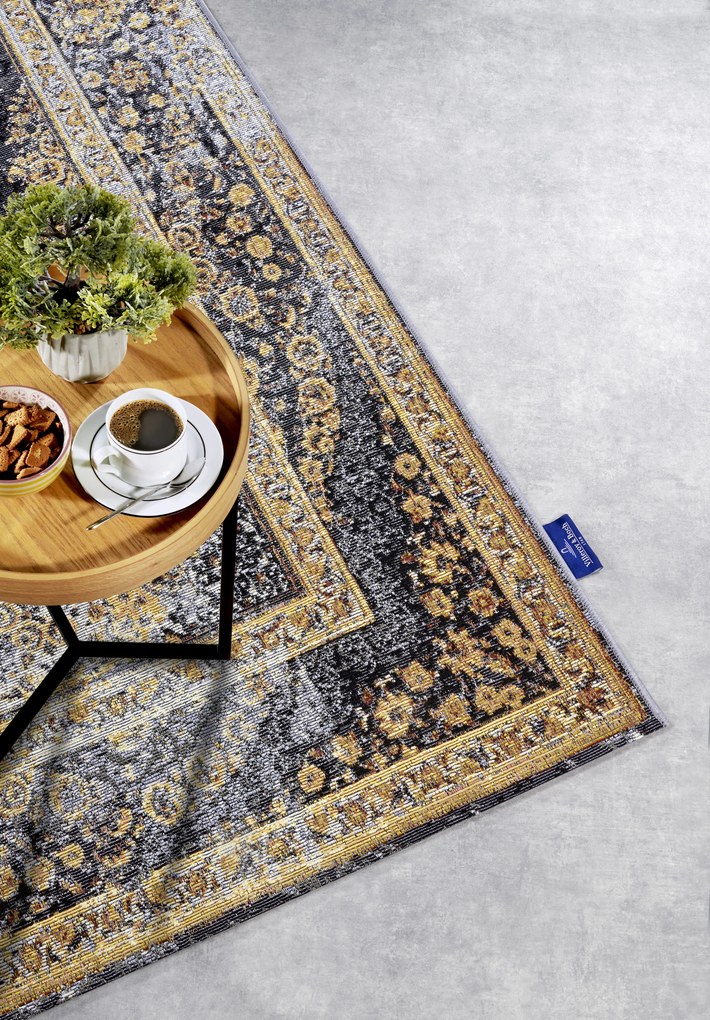 Villeroy & Boch, Kusový koberec Villeroy & Boch 106065 Antracite, Gold – na von aj na doma, 200x285, žltá, chodba / predsieň