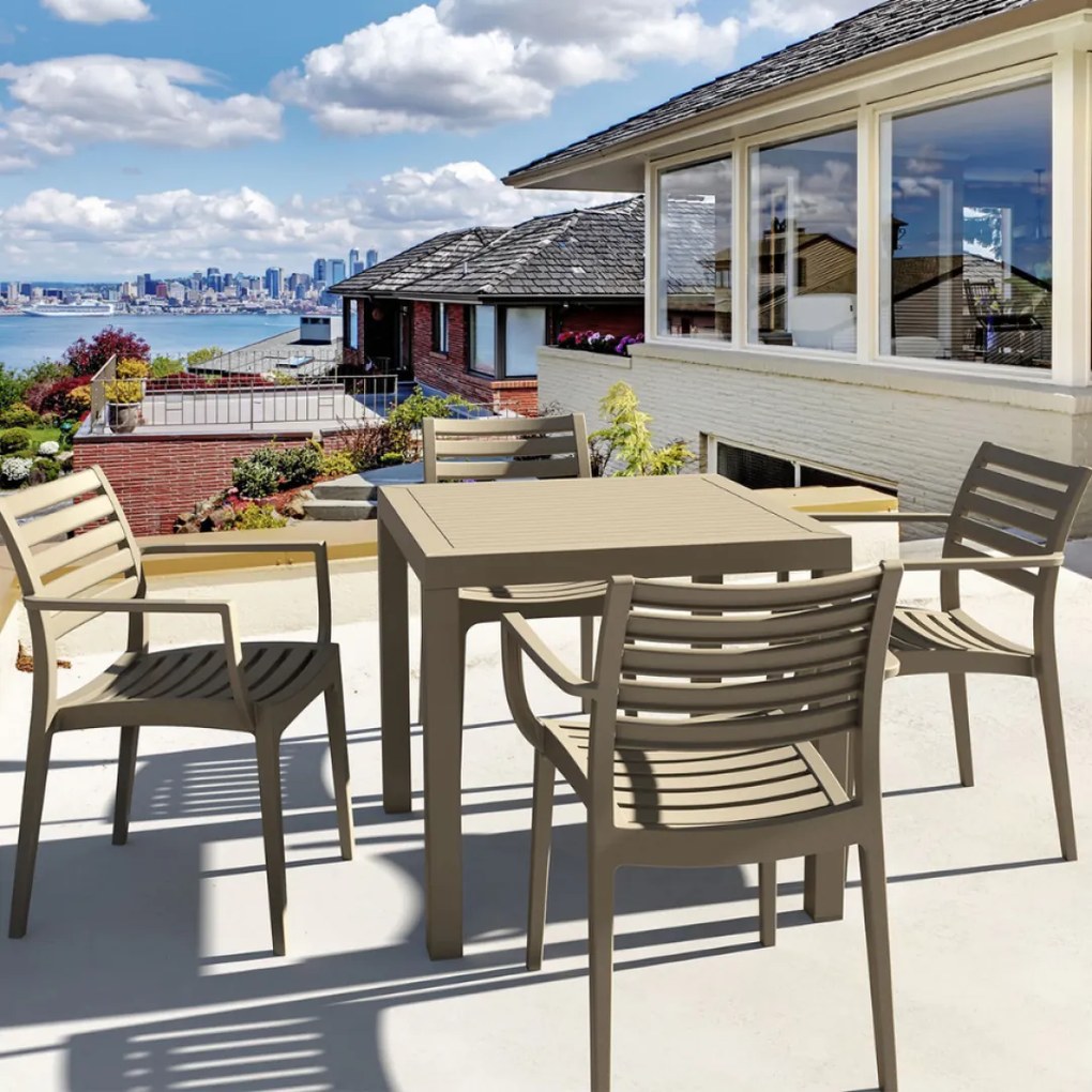 ARTEMIS záhradná stolička s podrúčkami taupe