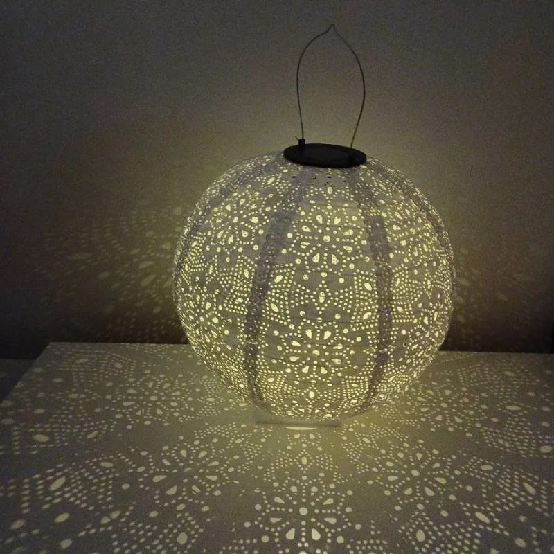 DECOLED Solární lampion, 30 cm, teple bílá, bílá