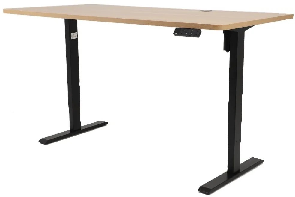 Výškovo nastaviteľný elektrický stôl BestBerg BBAT-16BWD / rozmer 160x80 cm / výška 85-130 cm / čierna/drevo