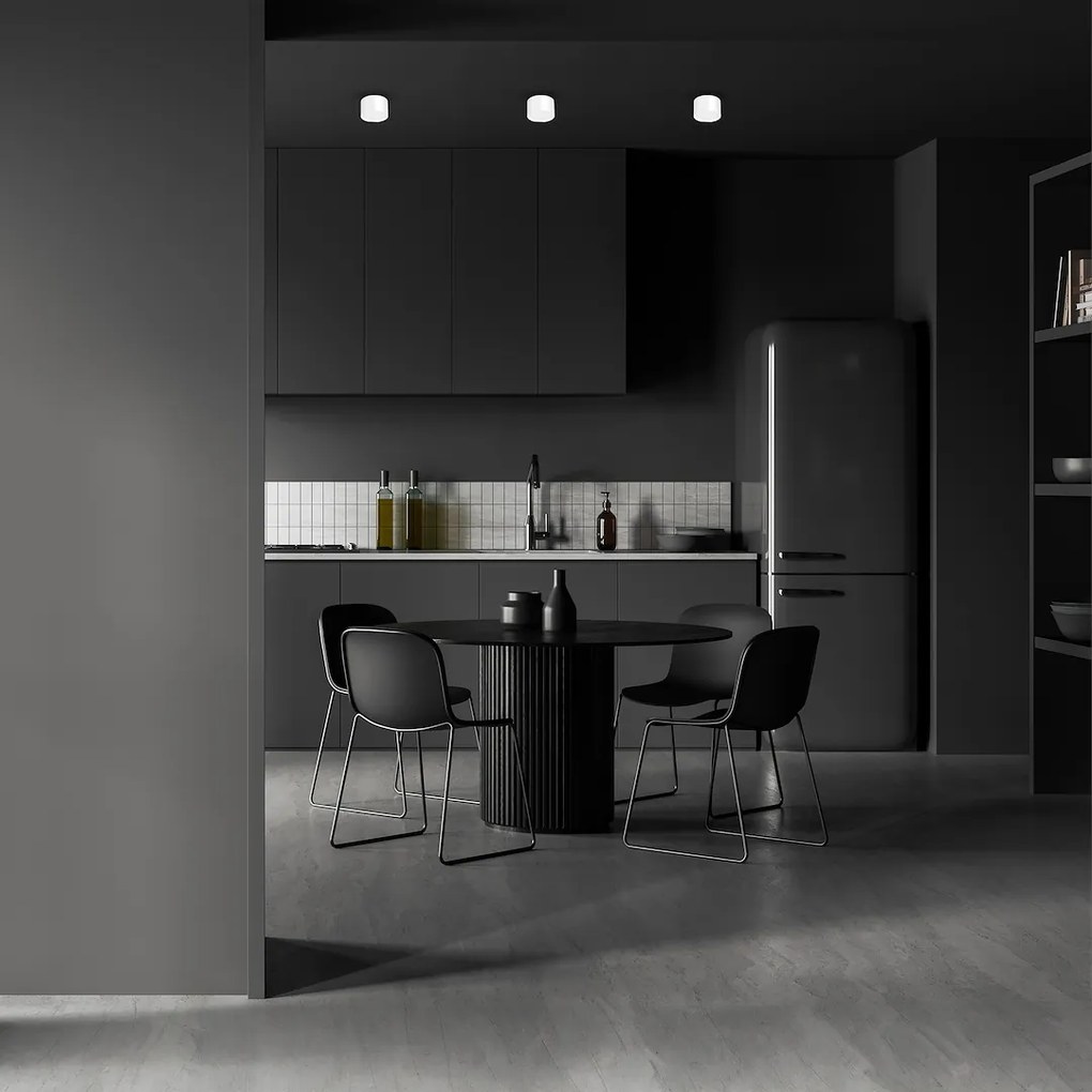 Stropné svietidlo Cyklop, 1x biele kovové tienidlo