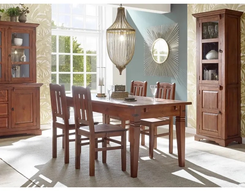 furniture-nabytek.cz - Masívny jedálenský stôl Catana z borovice, hnedý, lakovaný, štvorcový – 90×90×76 cm