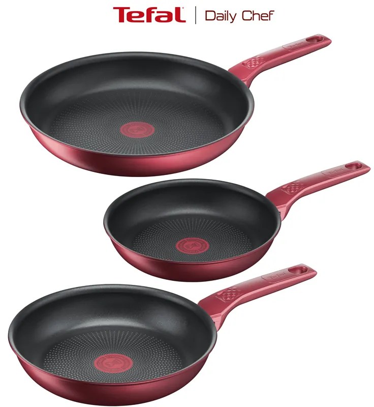 Akčný set panvíc Tefal Daily Chef Red G2730672 a G2730472 a G2730272