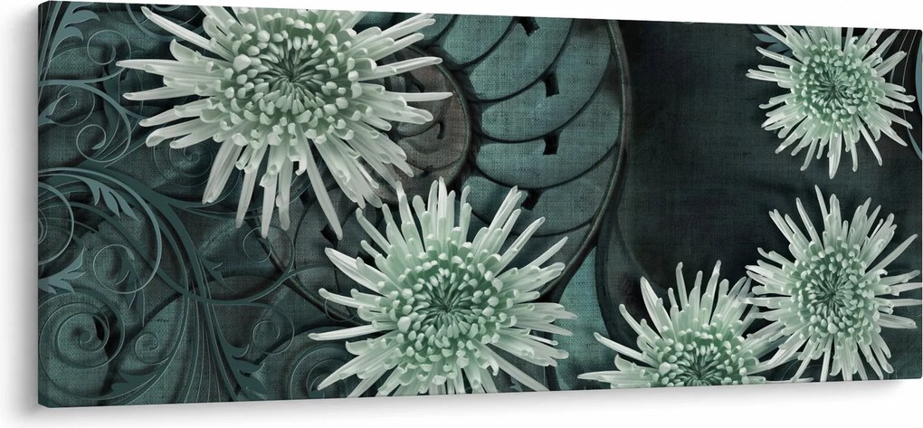 Obraz - Zelené kvety (120x50 cm)