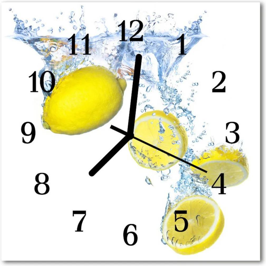 Skleněné hodiny čtvercové citróny