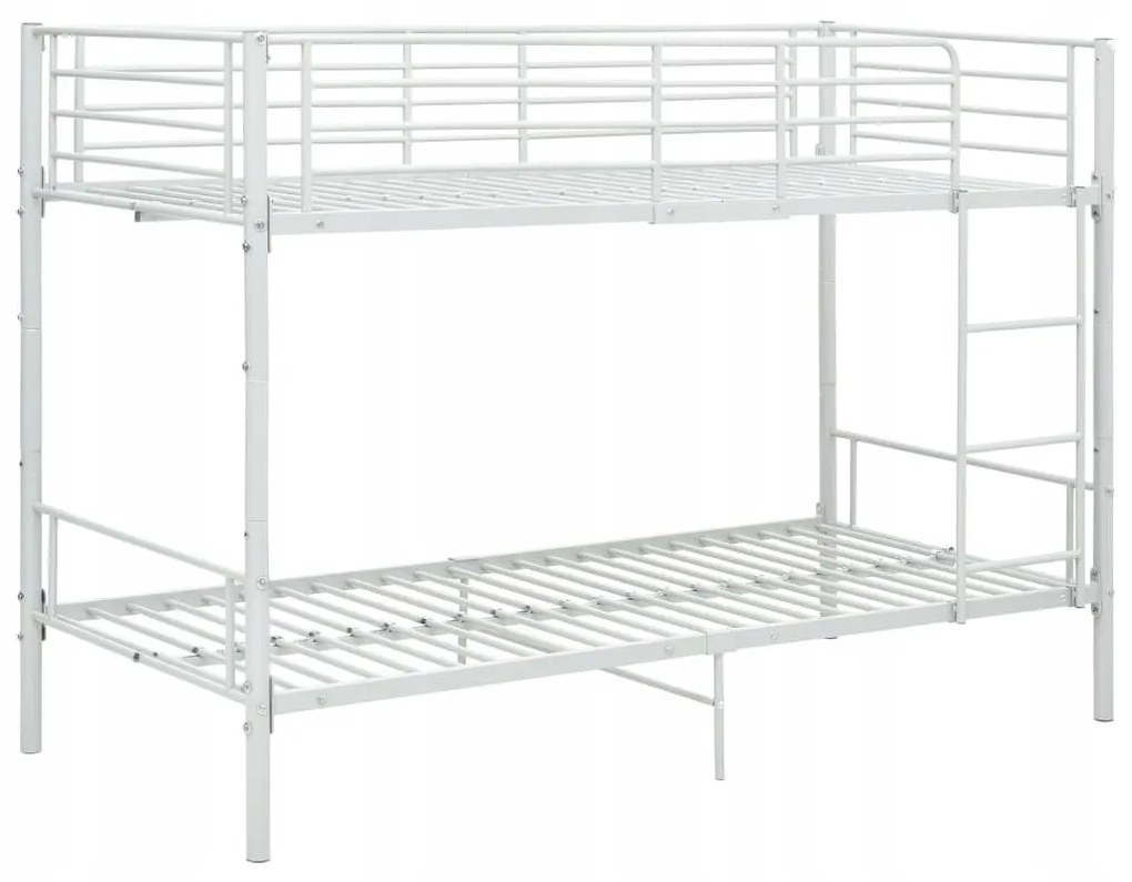 vidaXL Poschodová posteľ biela kovová 90x200 cm manželská