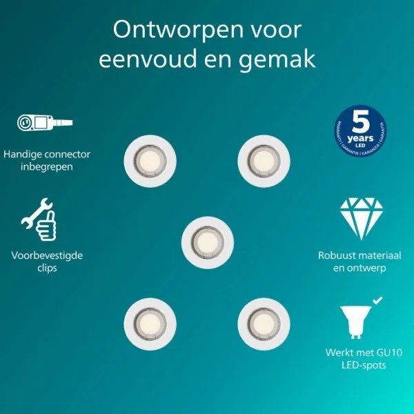 Philips - Sada 5 ks podhľadových svietidiel PERIDOT 1xGU10/7W/230V biela