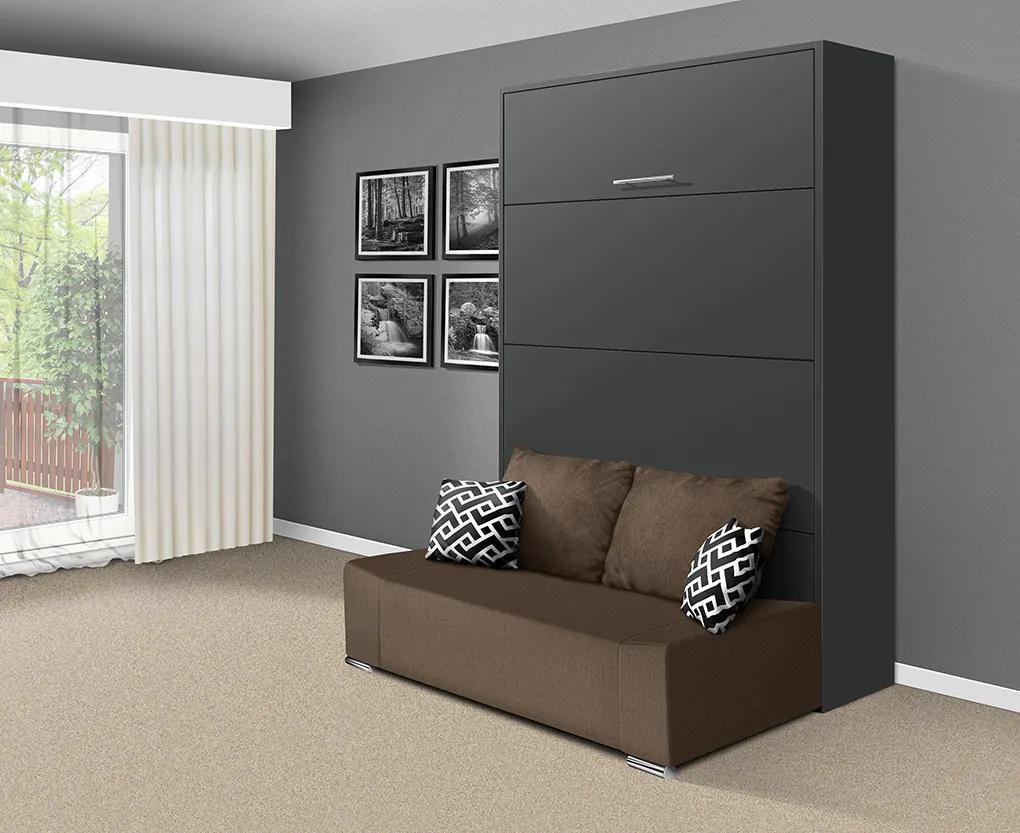 Nabytekmorava Sklápacia posteľ s pohovkou VS 21058P 200x120 farba pohovky: Krémová, Typ farebného prevedenia: Bielá / dvere biele