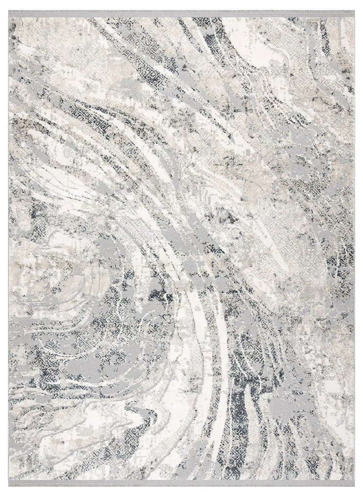 Koberec TULS 51328 s abstraktným vzorom, slonovinová sivá