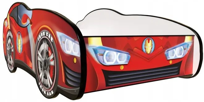 TOP BEDS Detská auto posteľ Racing Car Hero - Iron Car LED 140cm x 70cm - 5cm