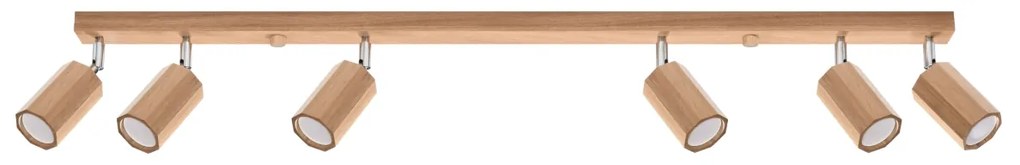 Bodové svietidlo Zeke, 6x drevené tienidlo, (možnosť polohovania)