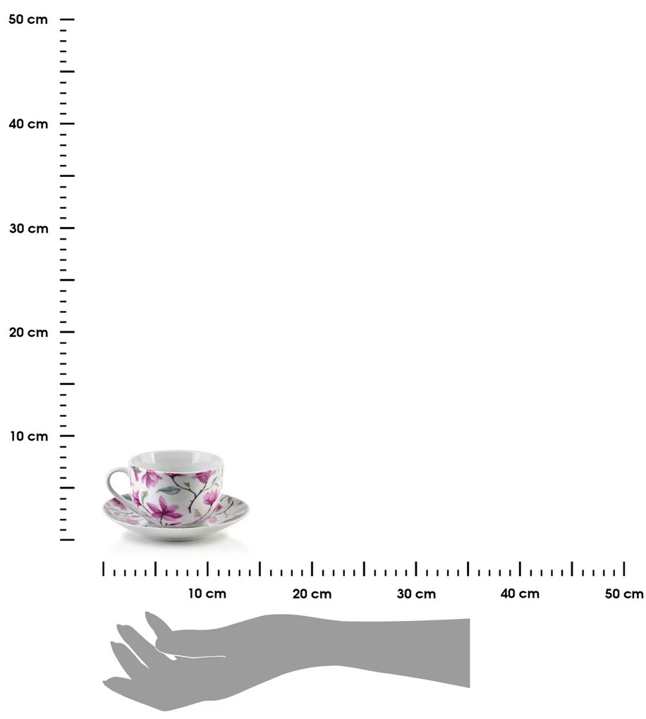Porcelánová šálka s podšálkou Joy Pink 245 ml sada 2ks