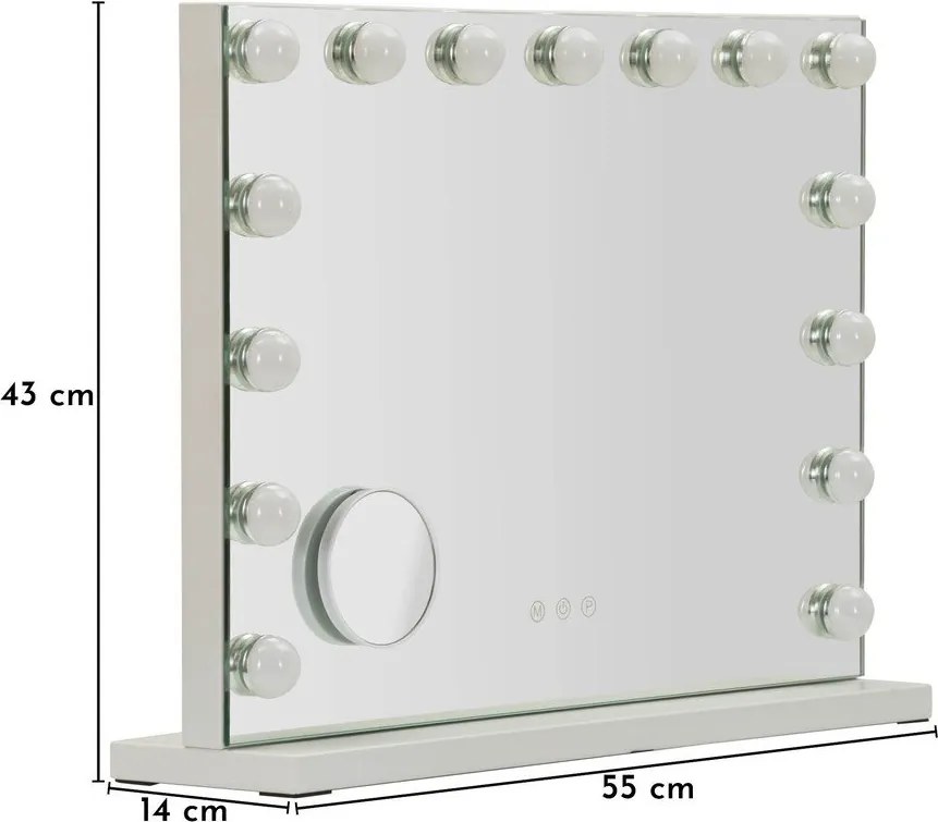 Nástenné zrkadlo s osvetlením/s poličkou 55x43 cm Hollywood – Mauro Ferretti