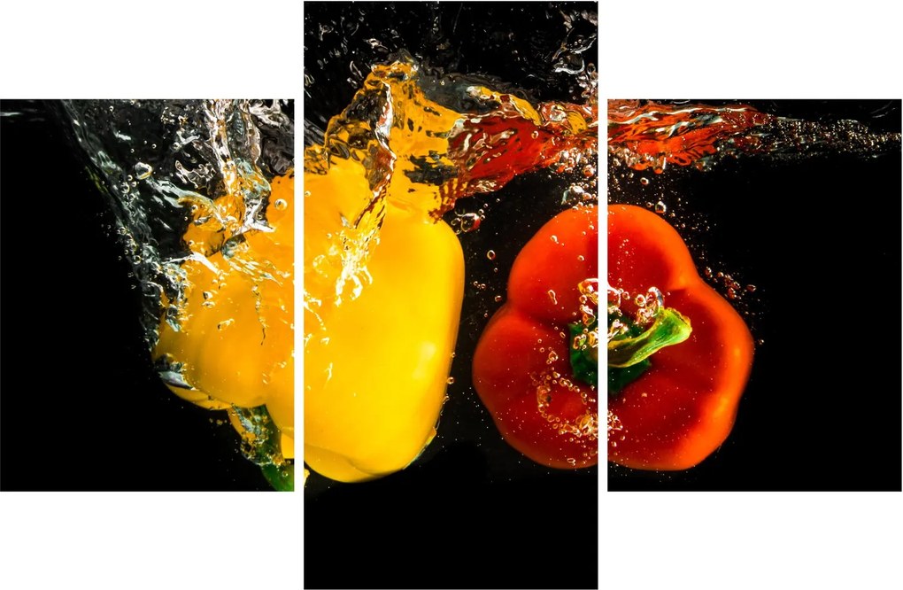 Obraz - papriky vo vode (90x60 cm)
