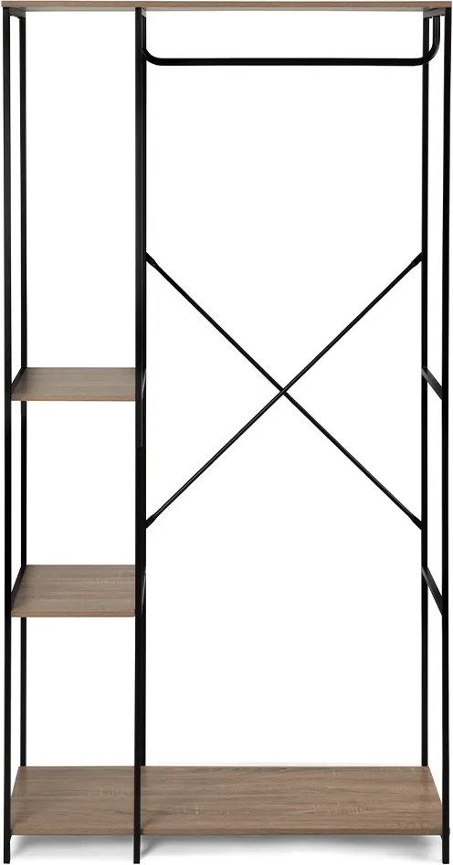 Noela Oceľový stojací vešiak s policami ATTRE čierny