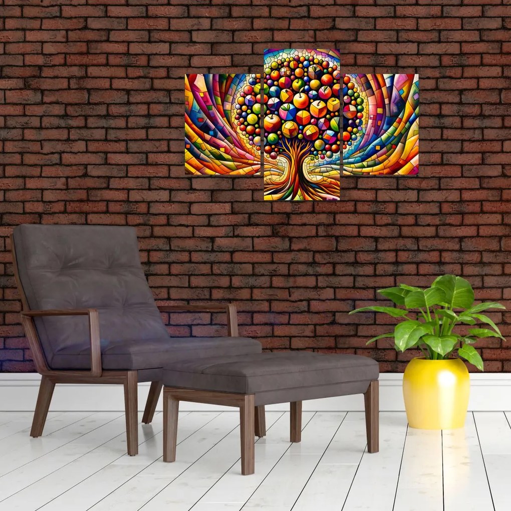 Obraz – Farebný strom s jablkami (90x60 cm)