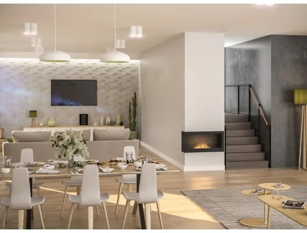 InFire - Rohový BIO krb 45x90 cm 3kW čierna