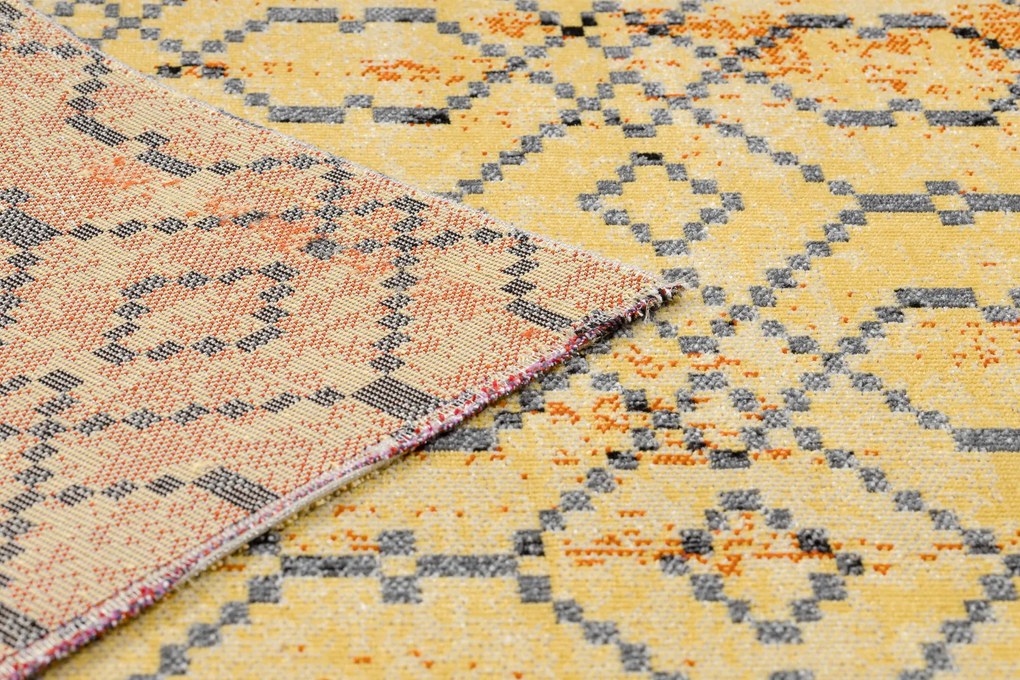 Moderný koberec MUNDO D5751 glamour outdoor oranžovo / čierny