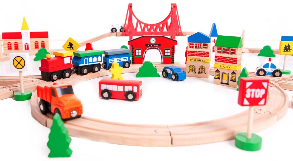 Wellhox Drevená vlaková dráha s elektrickým vláčikom