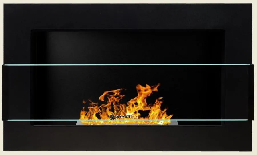 Závesný biokrb na stenu EOS ČIERNY MAT SO SKLOM 65x40x12